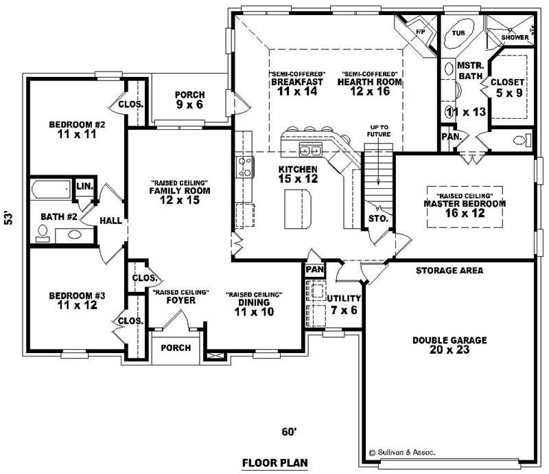 Floor Plan First Story of Ranch Plan #170-2974