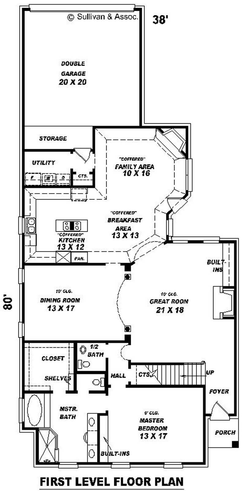 Floor Plan First Story of French Plan #170-2975