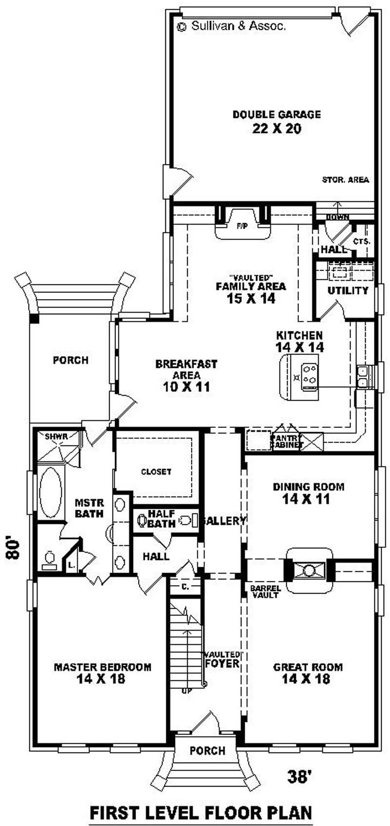Floor Plan First Story of Cape Cod Plan #170-2977