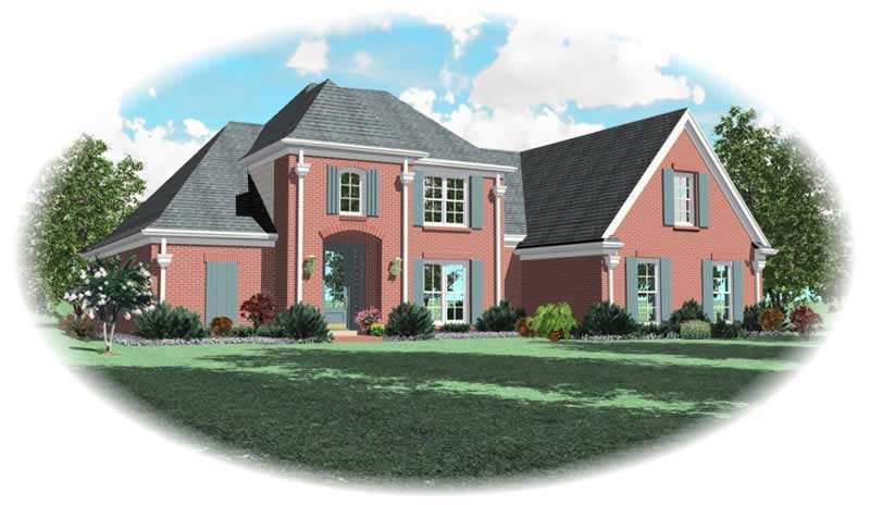 Front view of Country home (ThePlanCollection: House Plan #170-2980)