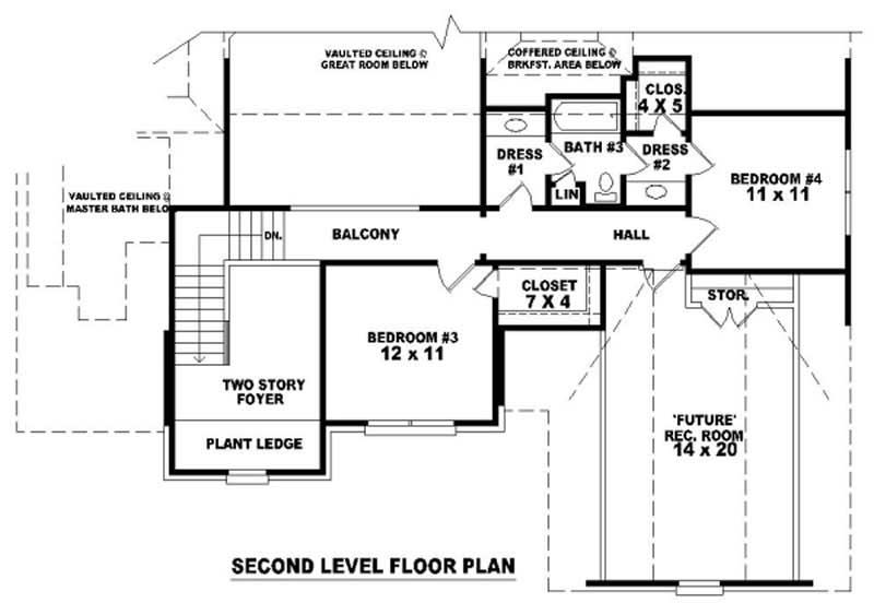 Floor Plan Second Story of Country Plan #170-2980