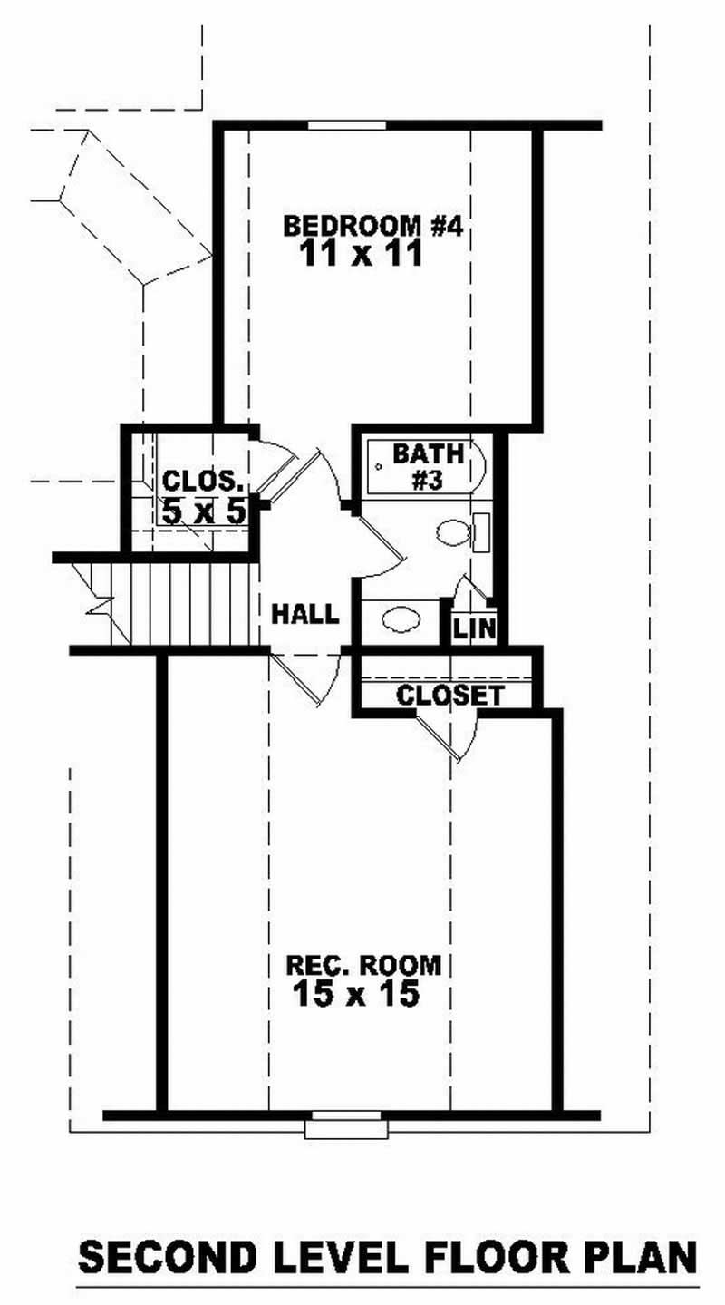 Floor Plan Second Story of Ranch Plan #170-2981