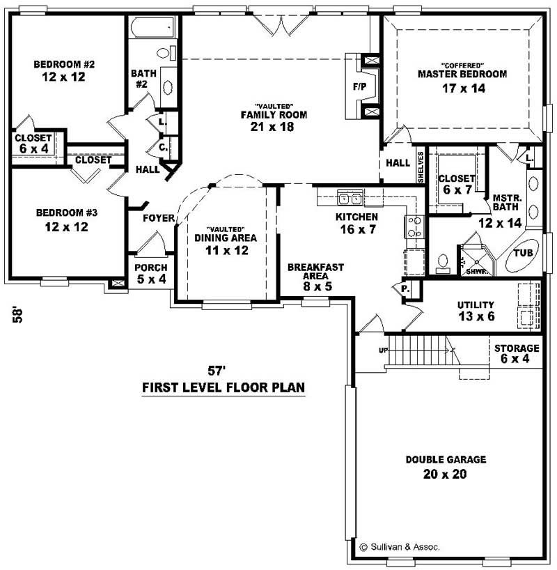 Floor Plan First Story of French Plan #170-2987