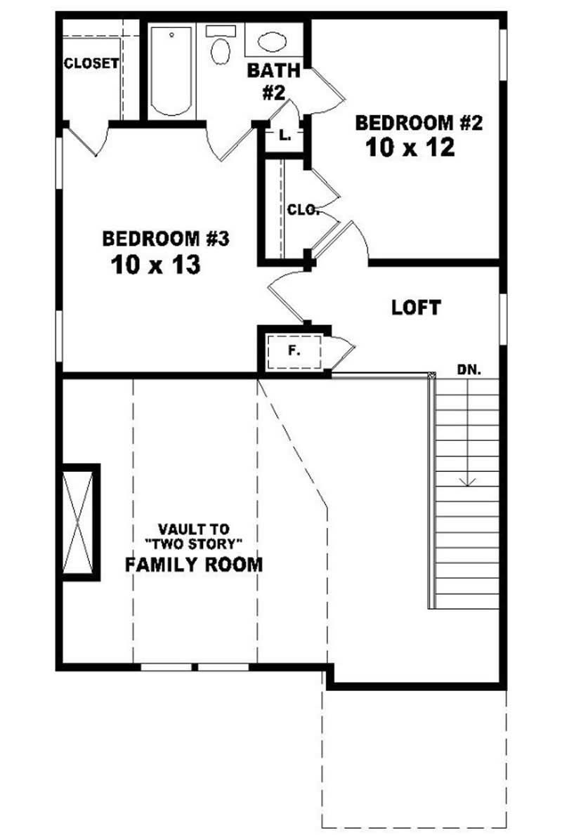 Floor Plan Second Story of Coastal Plan #170-2991
