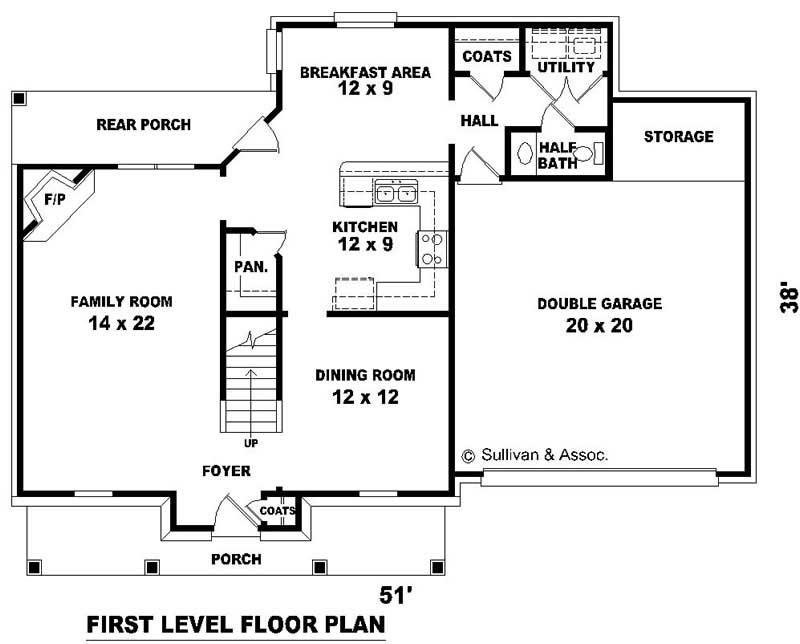 Floor Plan First Story of Country Plan #170-2998