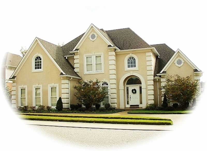 Front view of French home (ThePlanCollection: House Plan #170-3003)