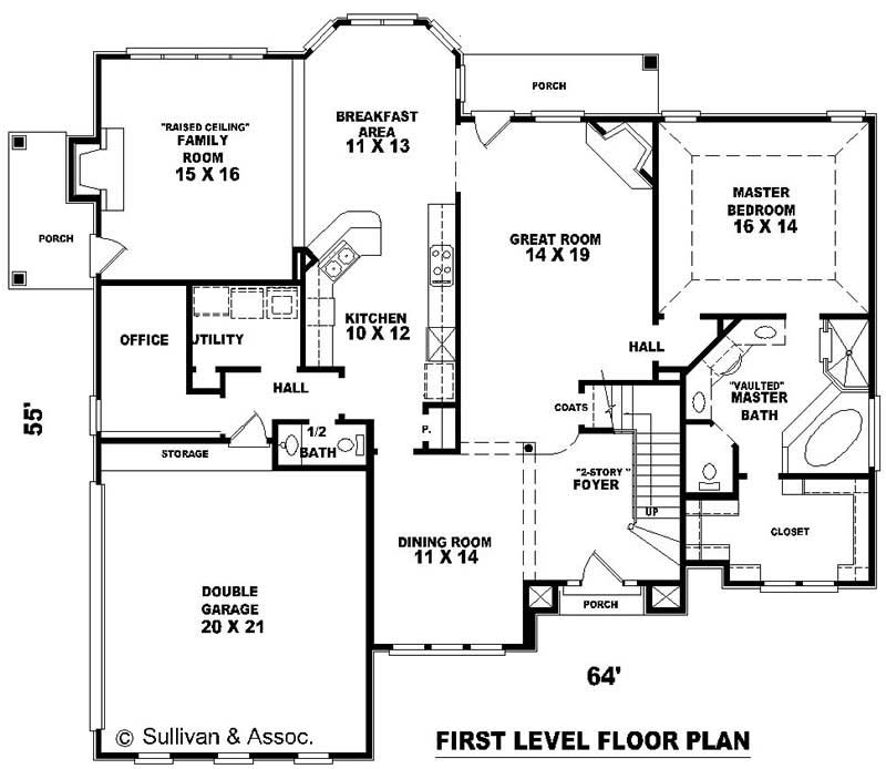 Floor Plan First Story of French Plan #170-3003