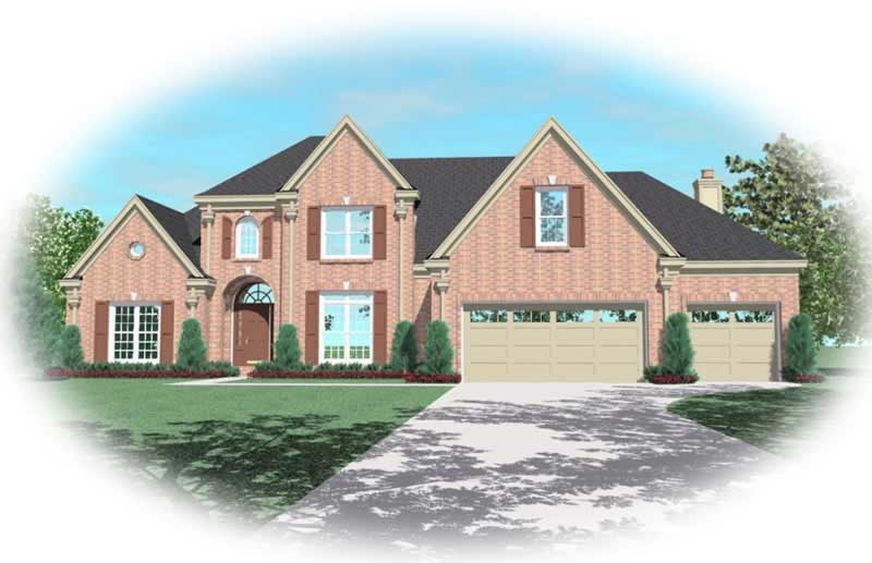 Front view of French home (ThePlanCollection: House Plan #170-3009)