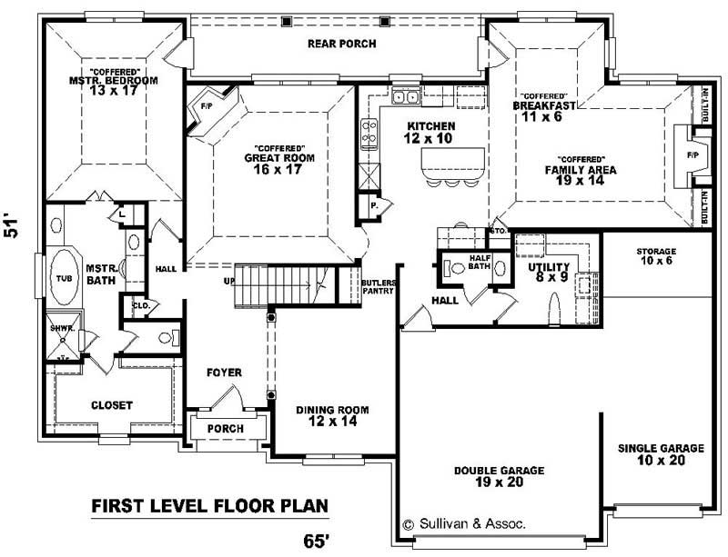 Floor Plan First Story of French Plan #170-3009