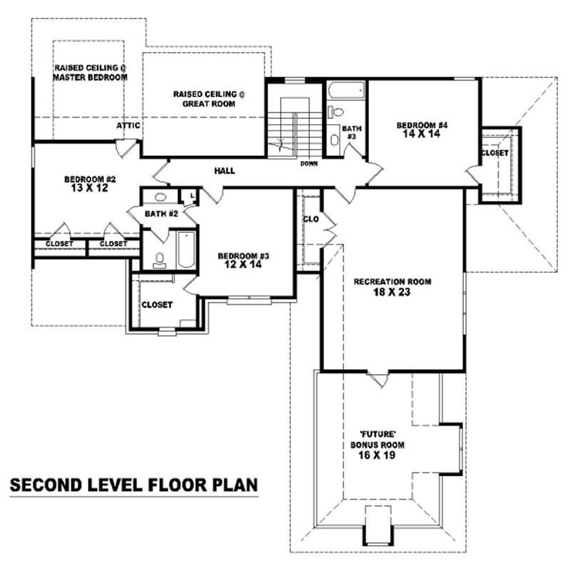 Floor Plan Second Story of French Plan #170-3016