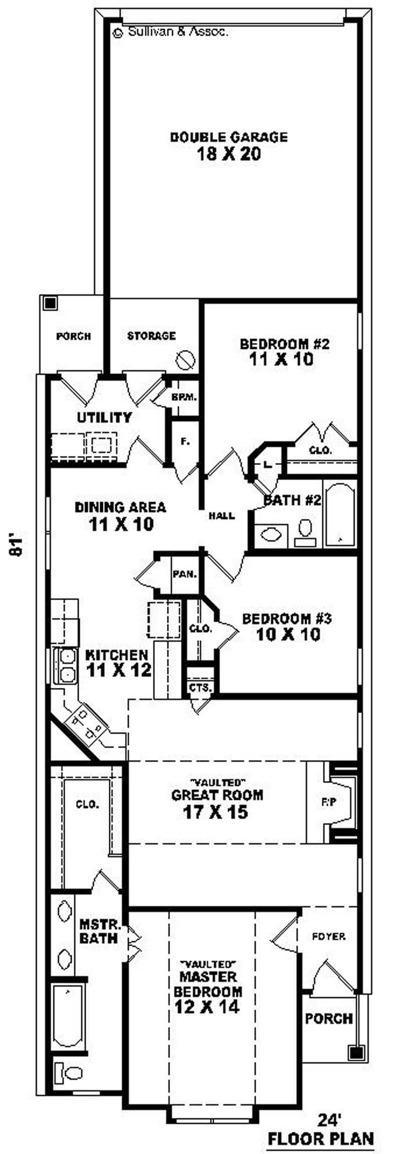 Floor Plan First Story of Small House Plans #170-3018