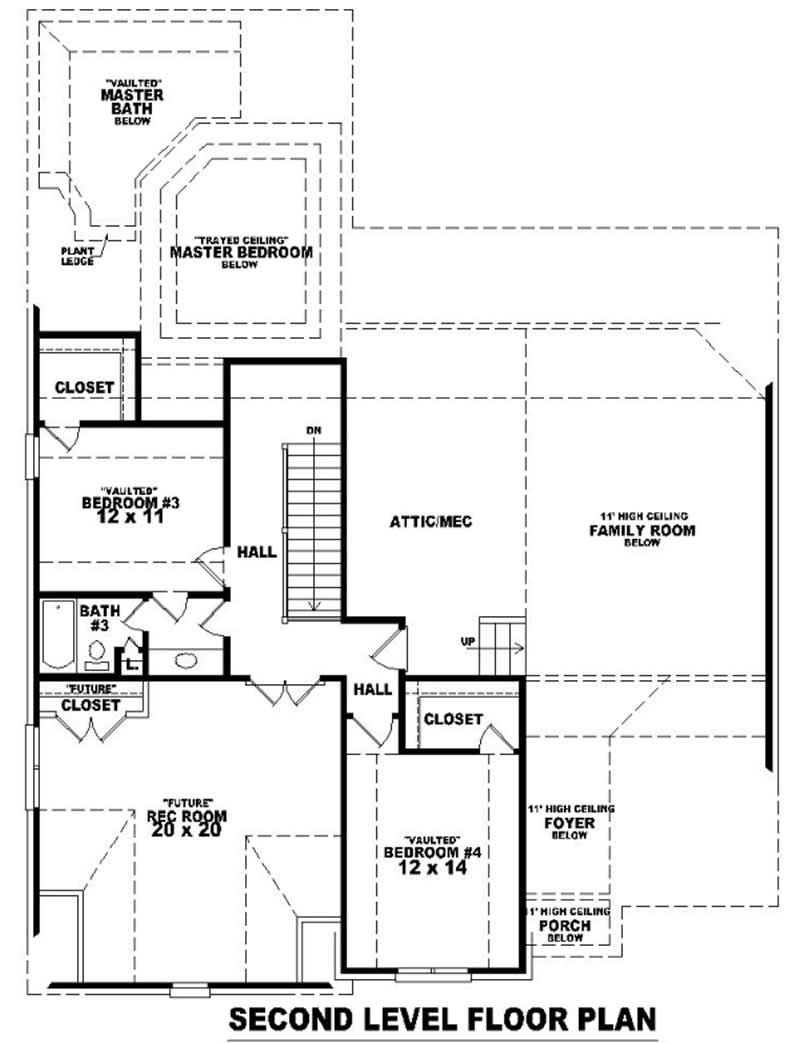 Floor Plan Second Story of Country Plan #170-3021