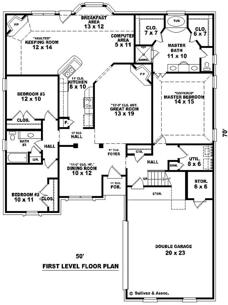 Floor Plan First Story of French Plan #170-3022