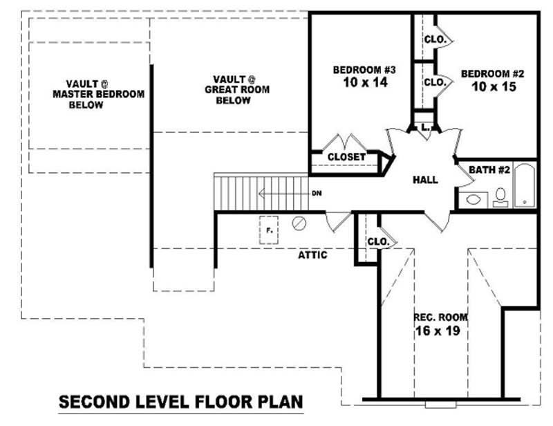 Floor Plan Second Story of French Plan #170-3024