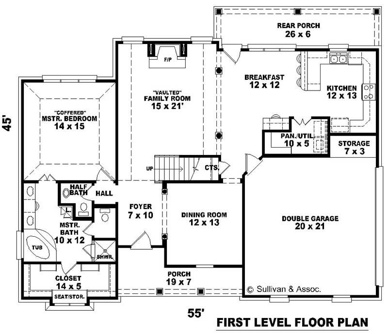 Floor Plan First Story of French Plan #170-3025
