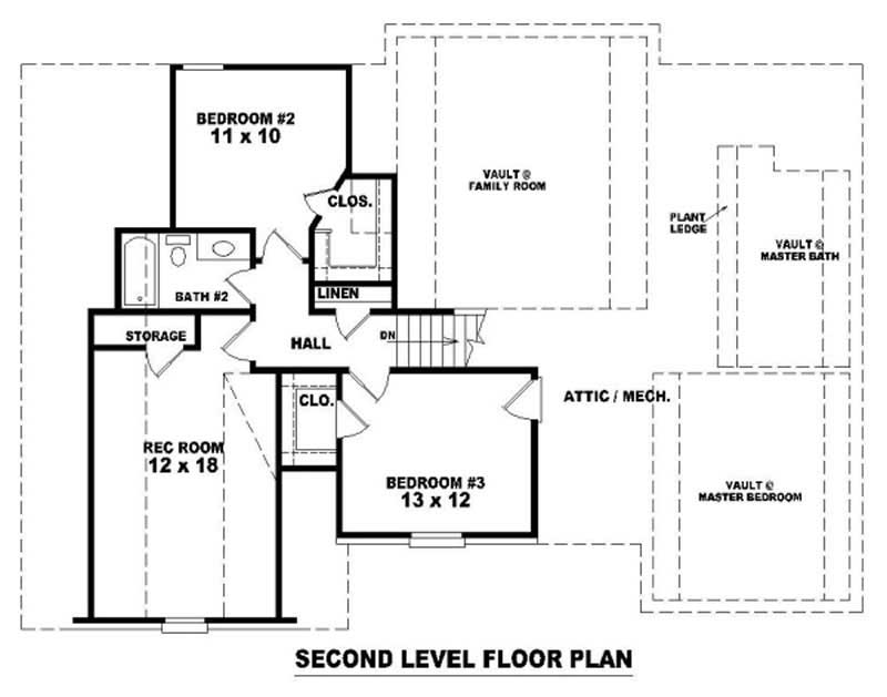 Floor Plan Second Story of Contemporary Plan #170-3026