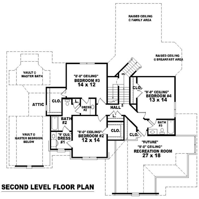 Floor Plan Second Story of French Plan #170-3029