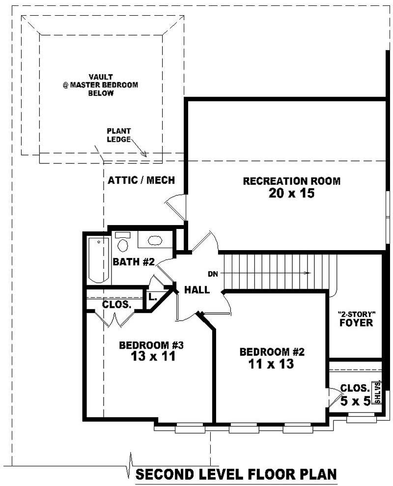 Floor Plan Second Story of French Plan #170-3030