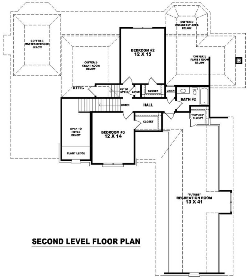 Floor Plan Second Story of French Plan #170-3039
