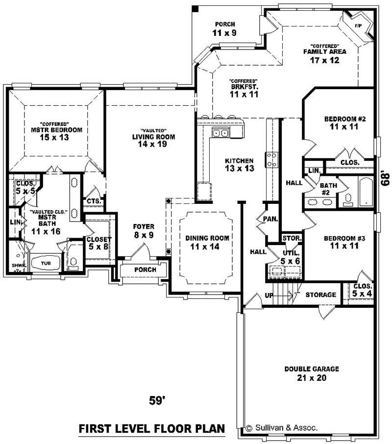 Floor Plan First Story of French Plan #170-3040