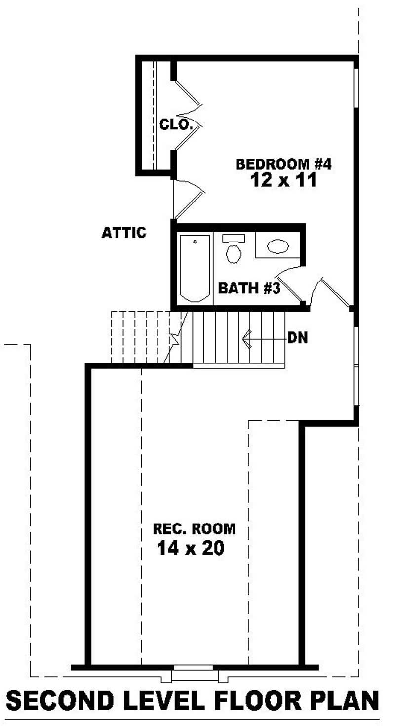Floor Plan Second Story of French Plan #170-3040