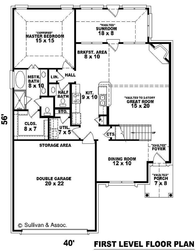 Floor Plan First Story of French Plan #170-3041