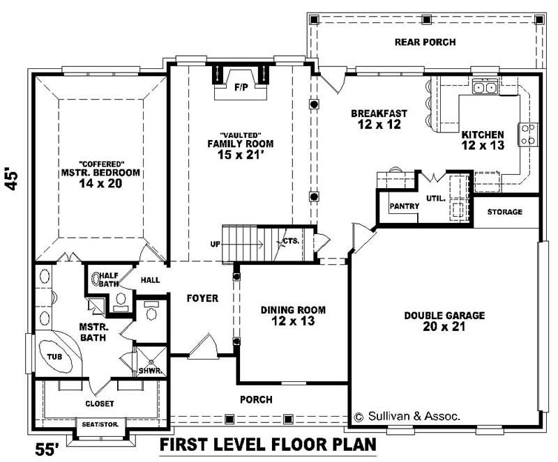 Floor Plan First Story of French Plan #170-3042