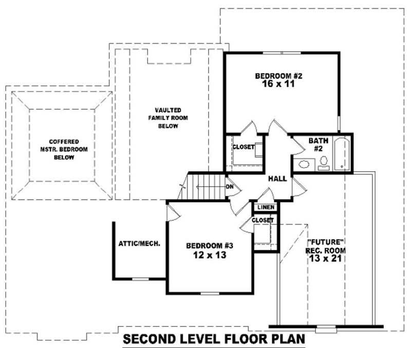 Floor Plan Second Story of French Plan #170-3042