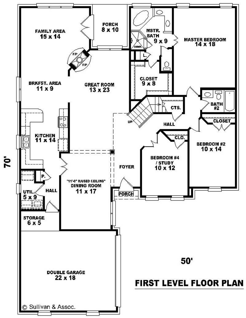 Floor Plan First Story of Traditional Plan #170-3043