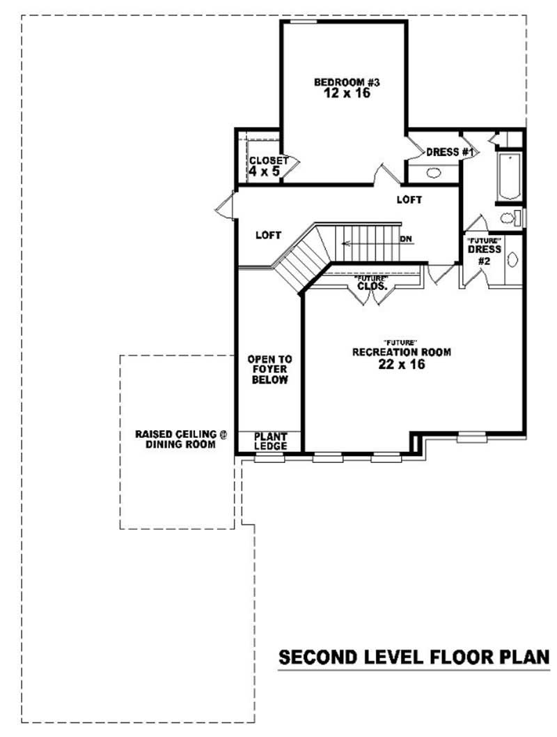 Floor Plan Second Story of Traditional Plan #170-3043