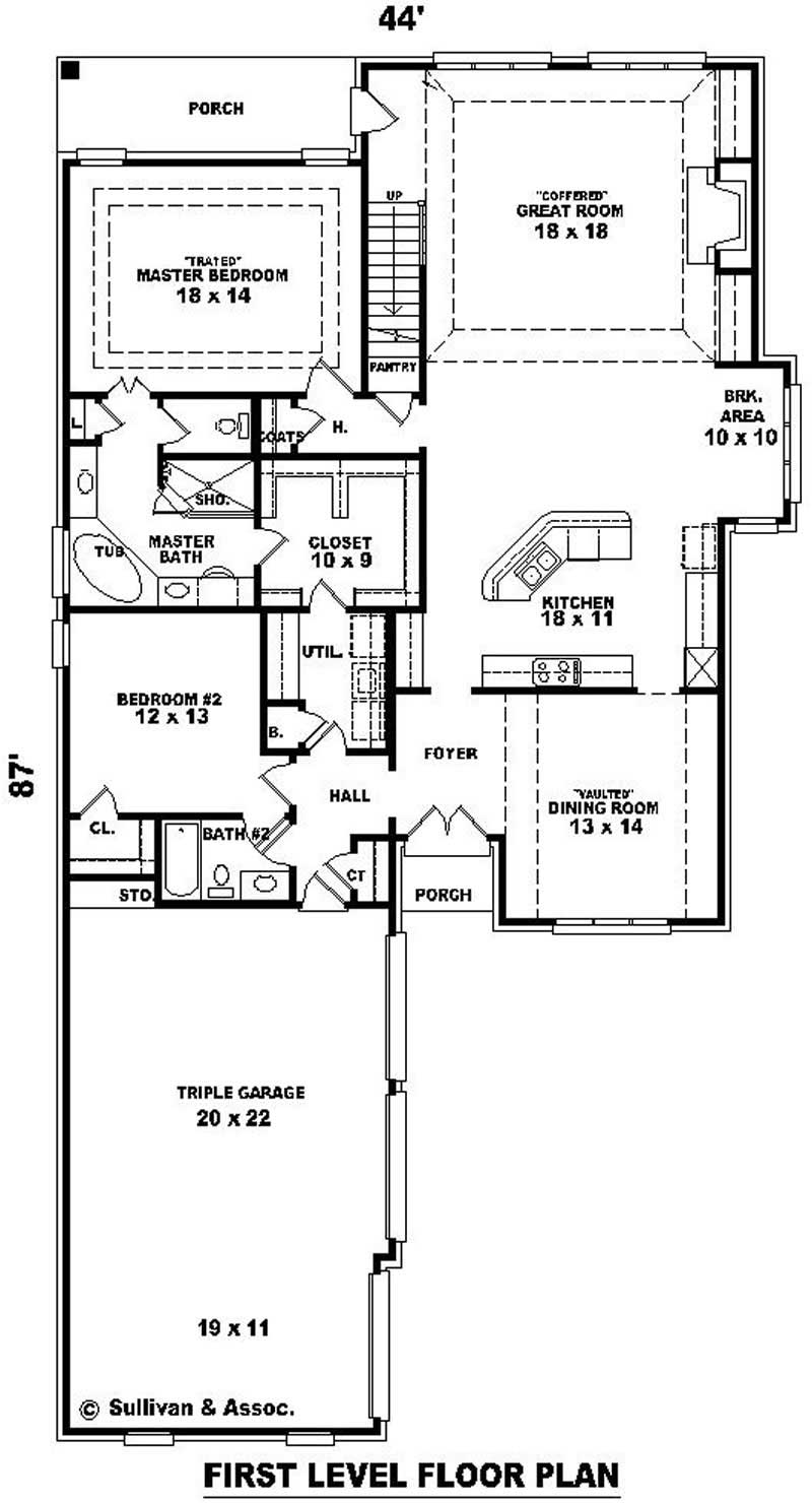 Floor Plan First Story of French Plan #170-3045