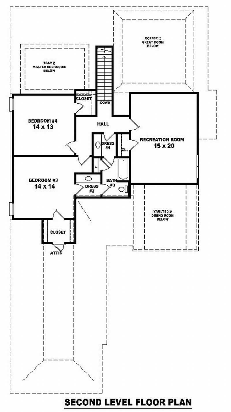 Floor Plan Second Story of French Plan #170-3045