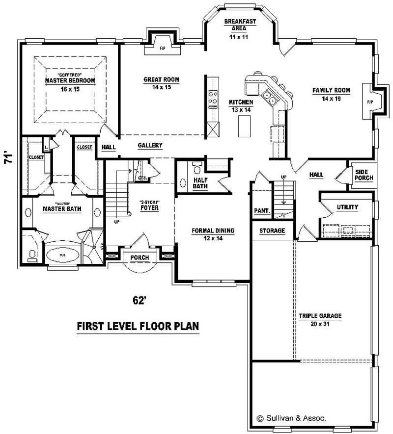 Floor Plan First Story of French Plan #170-3046