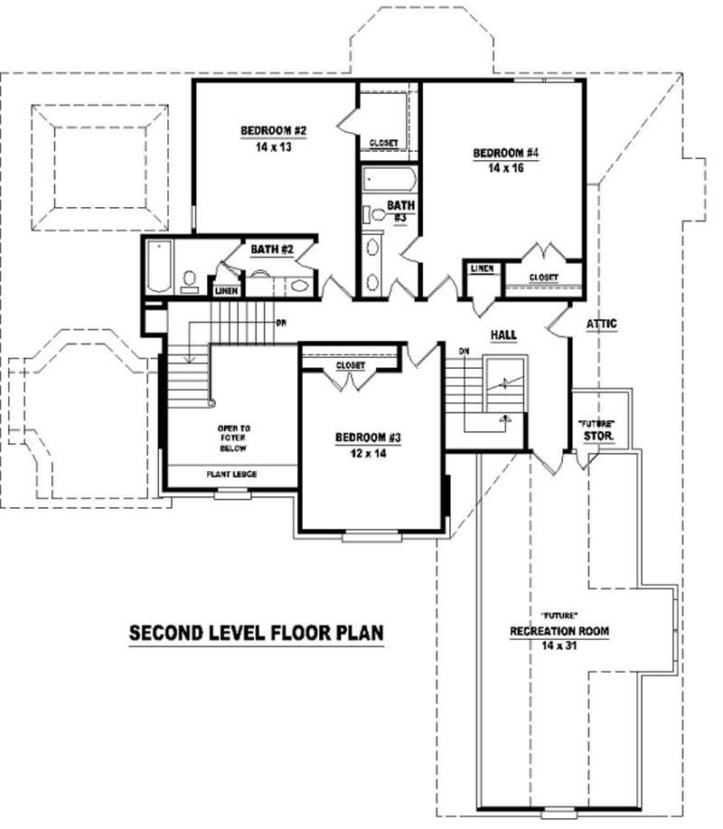Floor Plan Second Story of French Plan #170-3046