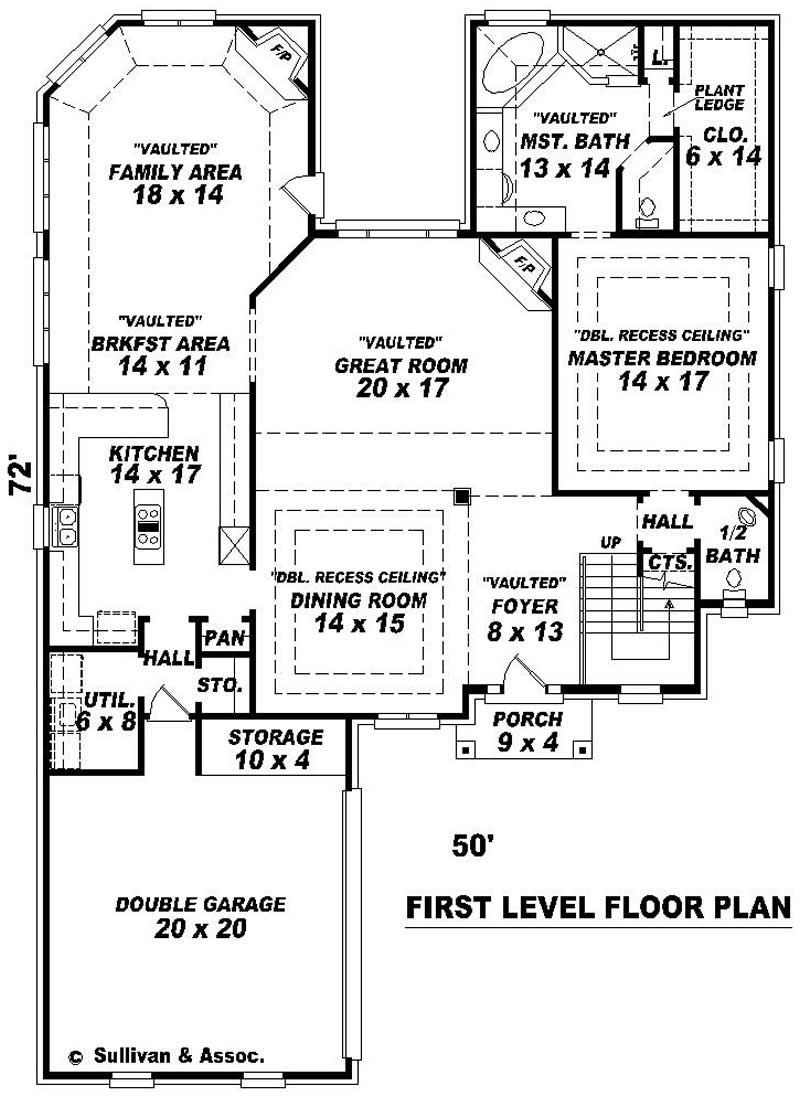 Floor Plan First Story of French Plan #170-3052