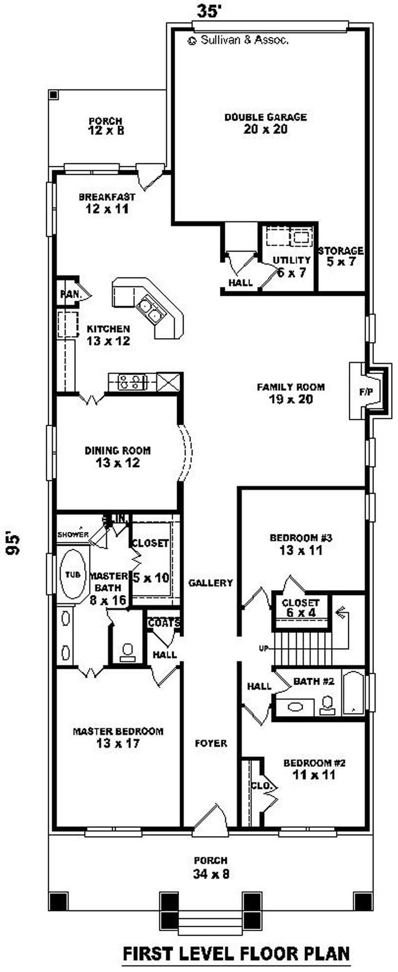 Floor Plan First Story of Craftsman Plan #170-3053