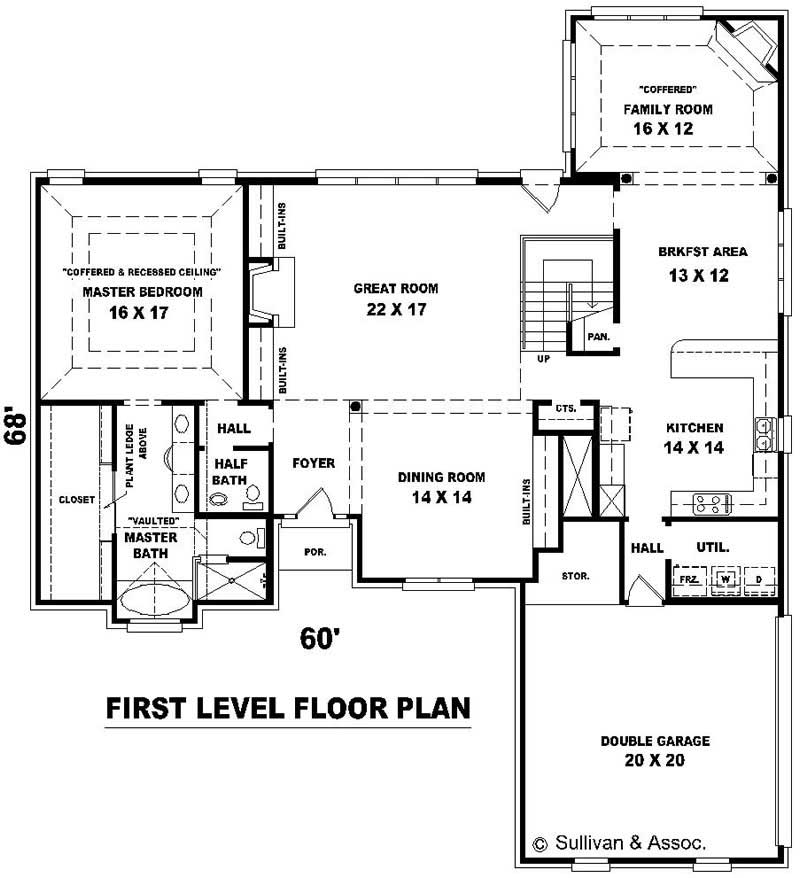 Floor Plan First Story of Traditional Plan #170-3055