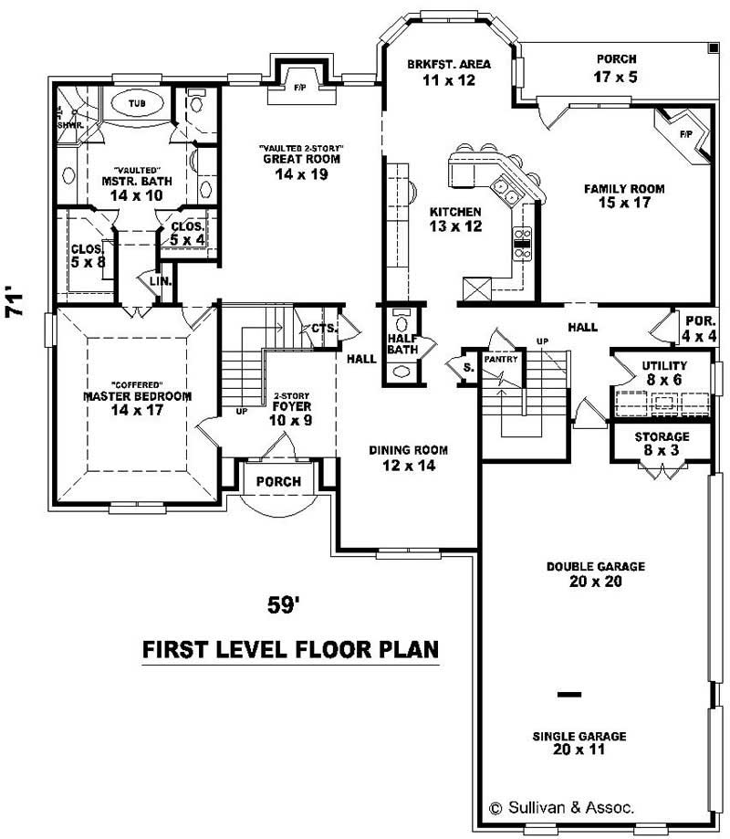 Floor Plan First Story of Luxury Plan #170-3060