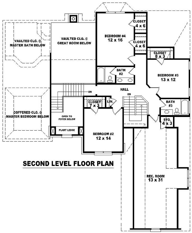 Floor Plan Second Story of Luxury Plan #170-3060
