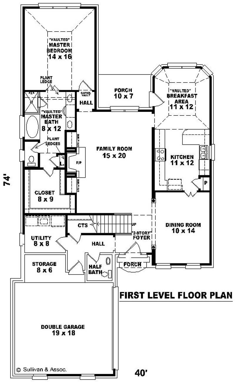 Floor Plan First Story of French Plan #170-3061