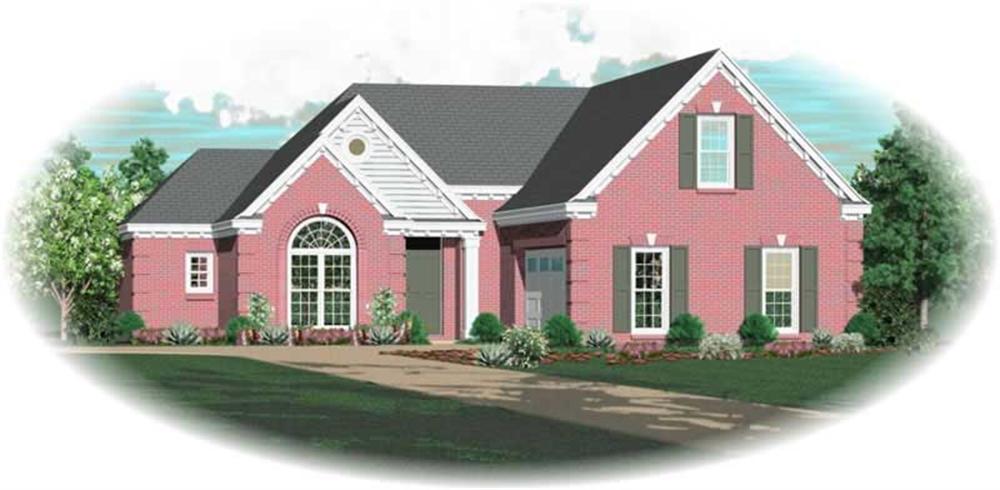 Front view of French home (ThePlanCollection: House Plan #170-3069)
