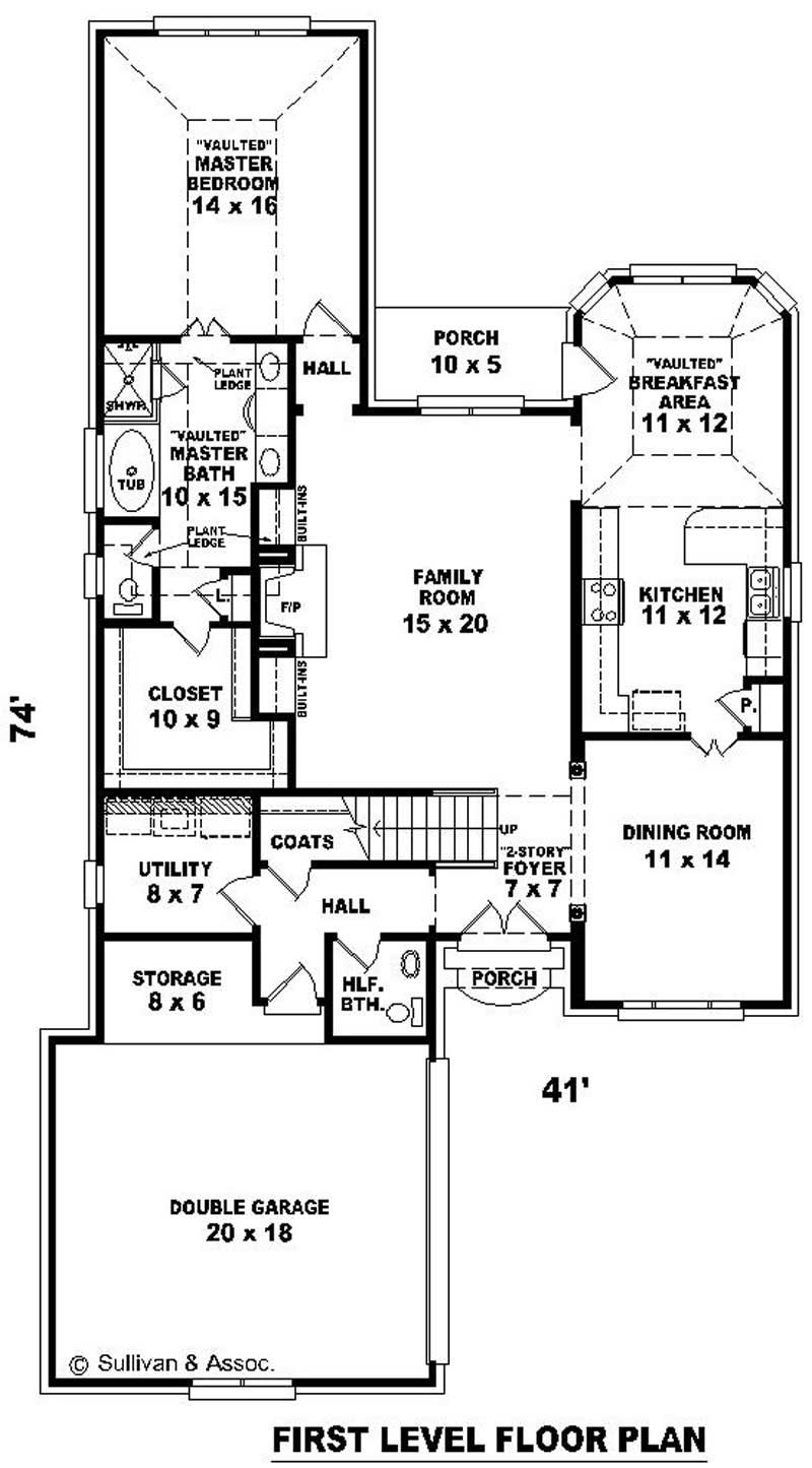 Floor Plan First Story of French Plan #170-3071