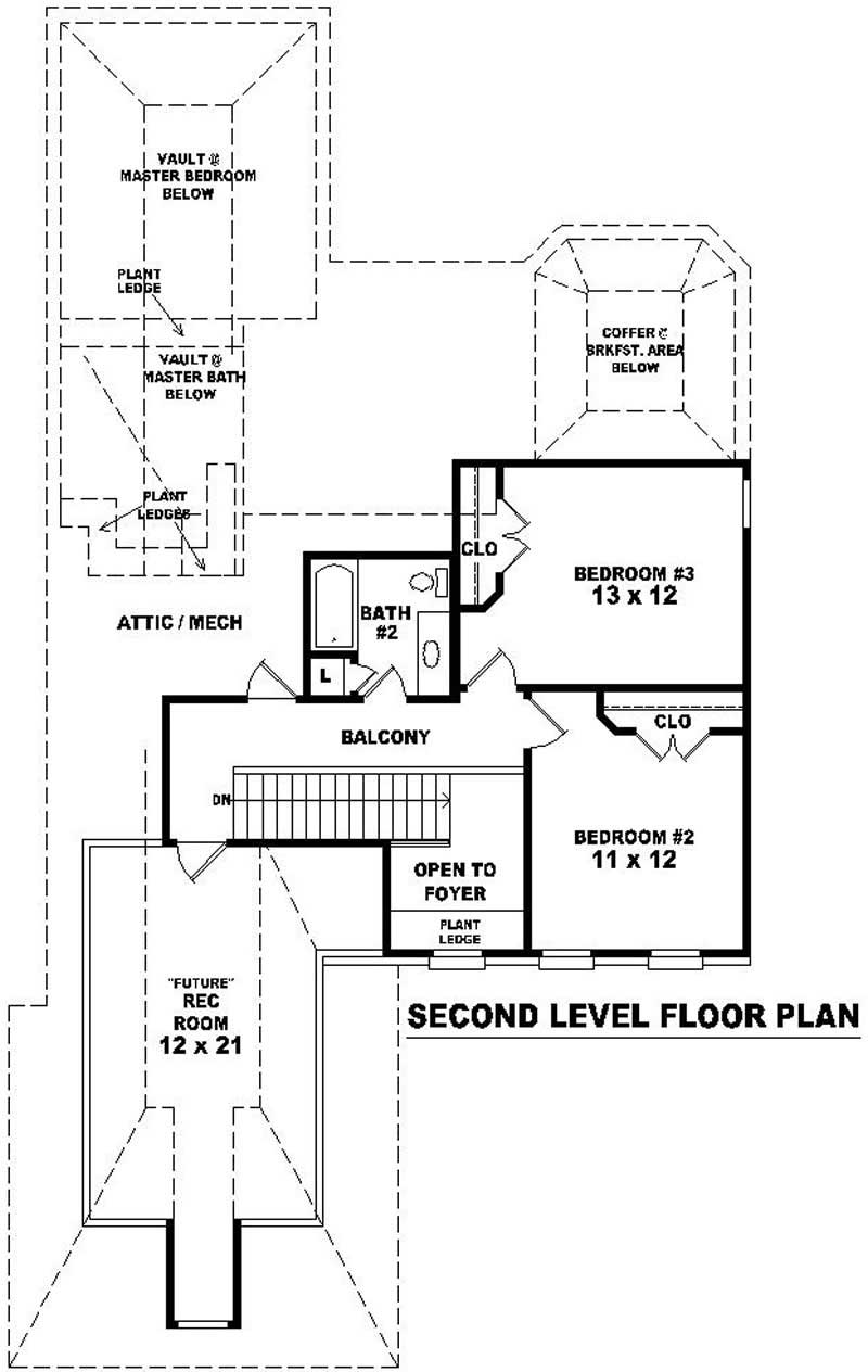 Floor Plan Second Story of French Plan #170-3073