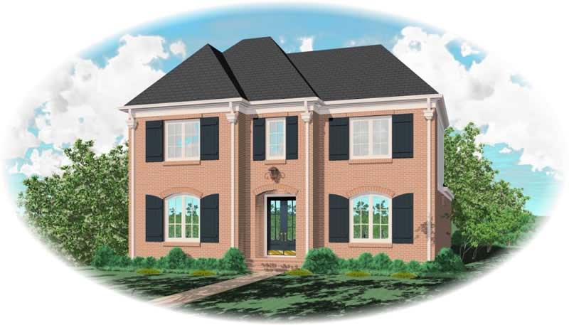 Front view of French home (ThePlanCollection: House Plan #170-3075)