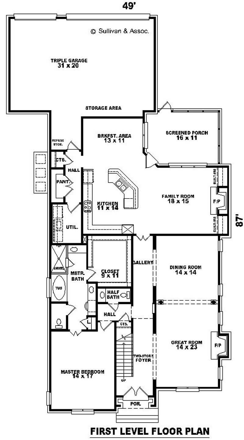 Floor Plan First Story of French Plan #170-3075