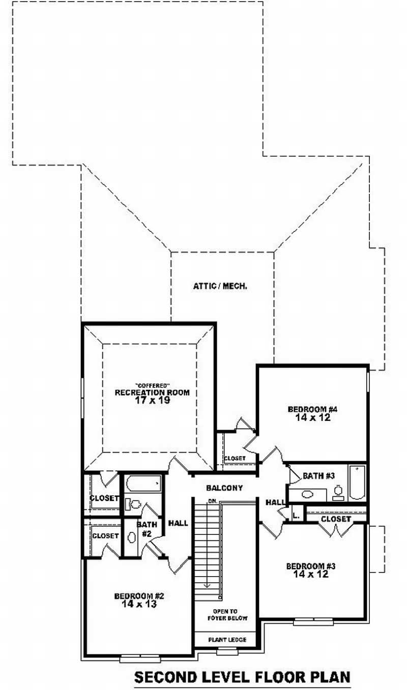 Floor Plan Second Story of French Plan #170-3075