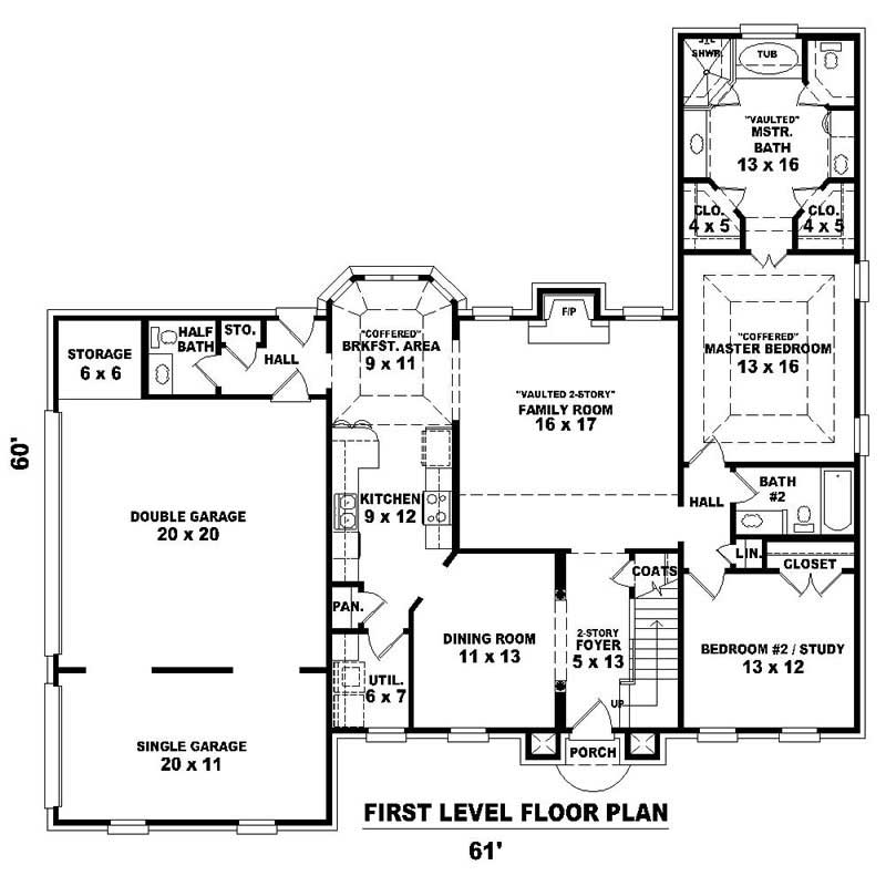 Floor Plan First Story of Southern Plan #170-3083