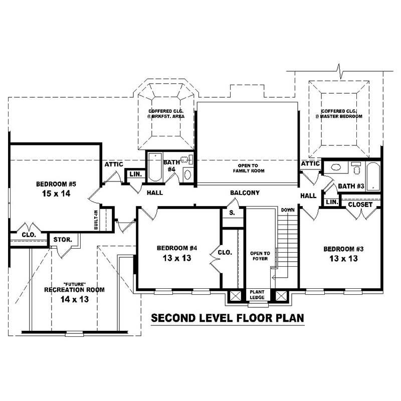 Floor Plan Second Story of Southern Plan #170-3083