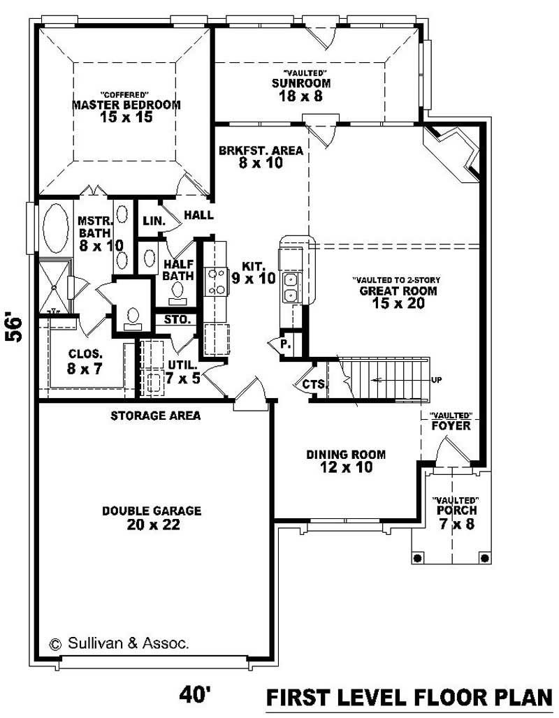 Floor Plan First Story of French Plan #170-3091
