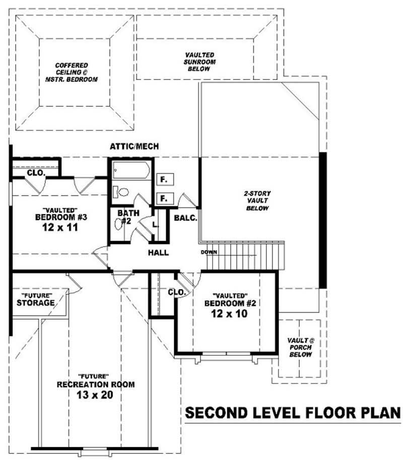 Floor Plan Second Story of French Plan #170-3091